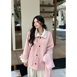 糯米子 韩系高级感女秋冬气质减龄显瘦厚实短外套 牧羊少女