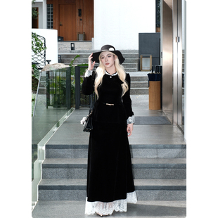 糯米子 韩系加绒半身裙秋冬显瘦蕾丝花边裙子 留洋归来半裙