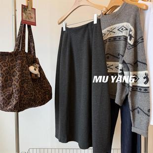 深圳南油轻奢高端货收胯羊毛呢料裙山羊绒中长款显瘦花苞裙秋冬