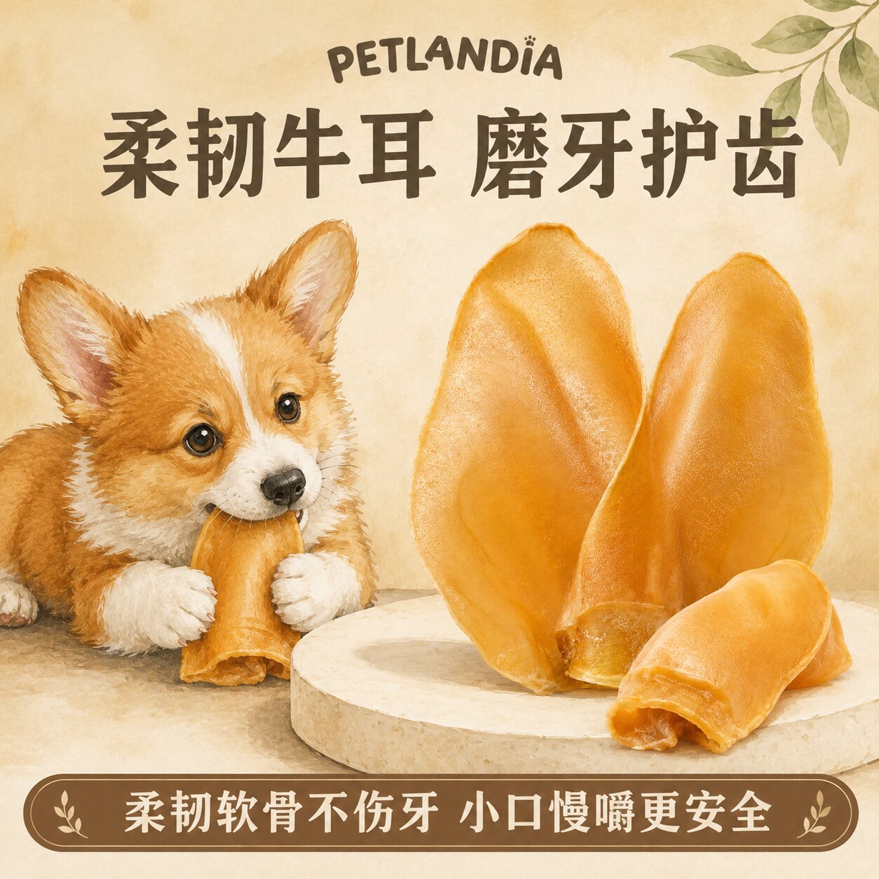 狗狗零食去毛牛耳朵磨牙洁齿大中狗风干零食/肉干/肉