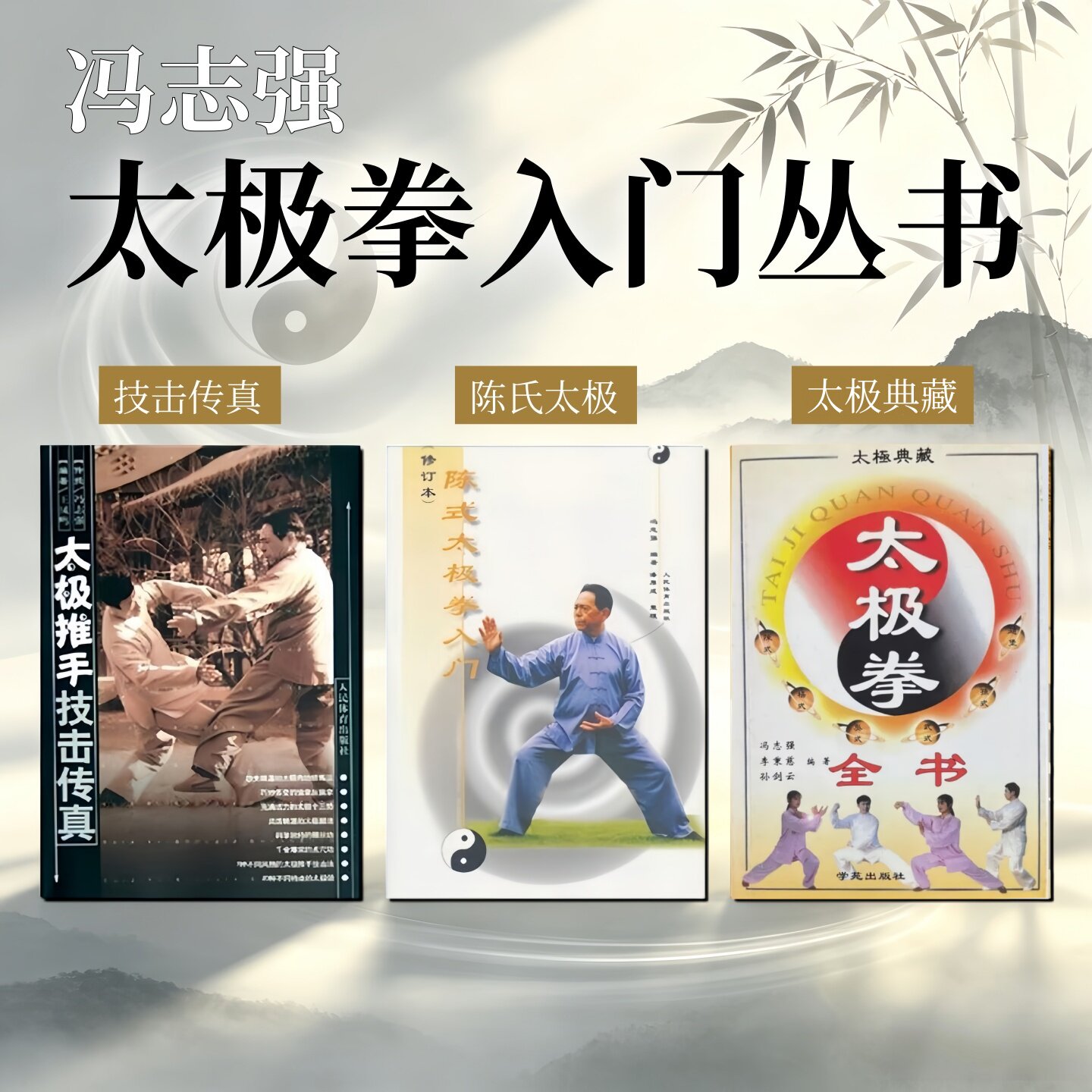 冯志强太极拳入门指南作品合集全3册】陈式太极拳入门+太极拳全书+太极推手技击传真 冯志强编著 练拳须从无极始 阴阳开合认真求