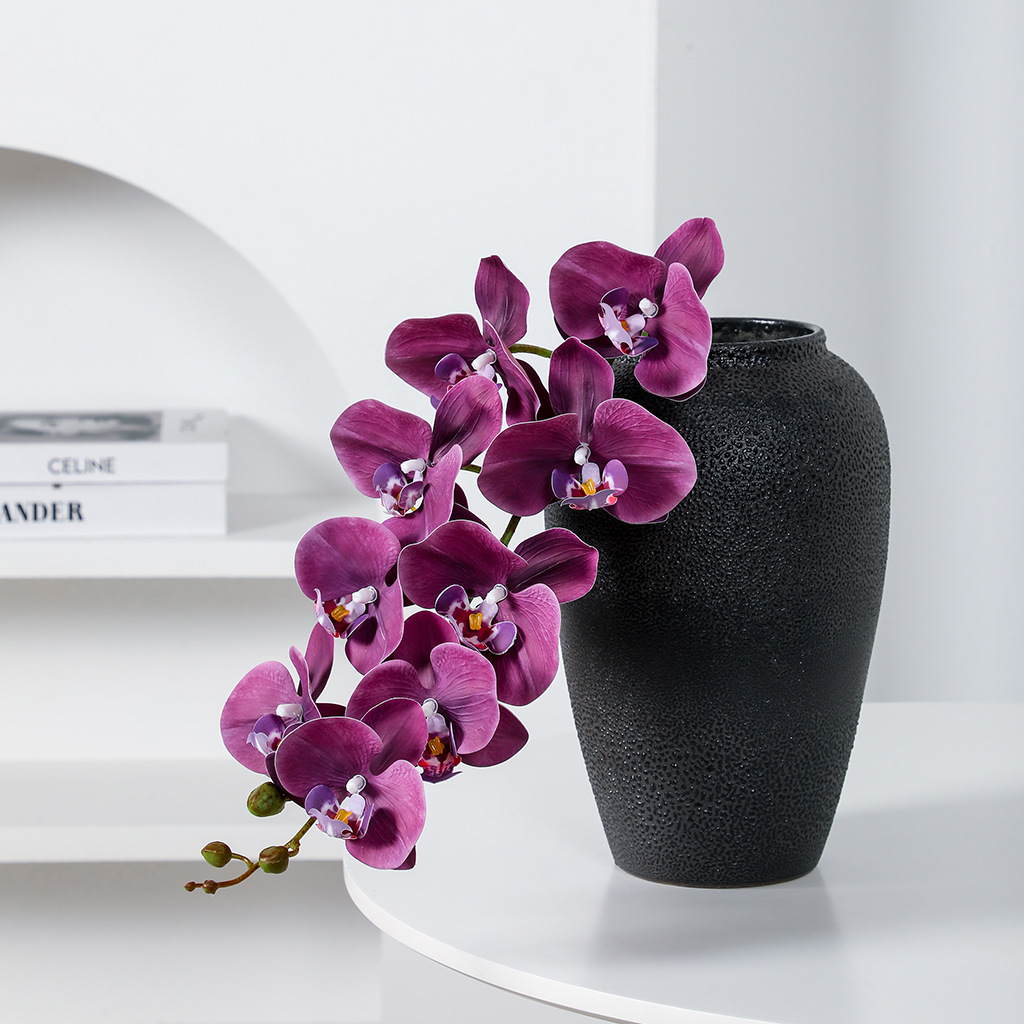 仿真花蝴蝶兰单朵3d手感保湿黄色黑色红色家居装饰人造兰花仿生花