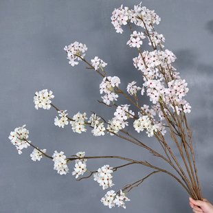 仿真梨花梨花枝树枝花朵海棠花家居装饰花瓶插花花材摆件绢花假花