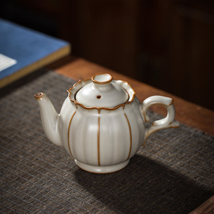 汝窑茶壶单壶月白汝瓷开 片茶具陶瓷泡茶壶茶杯茶盘套装小号泡茶