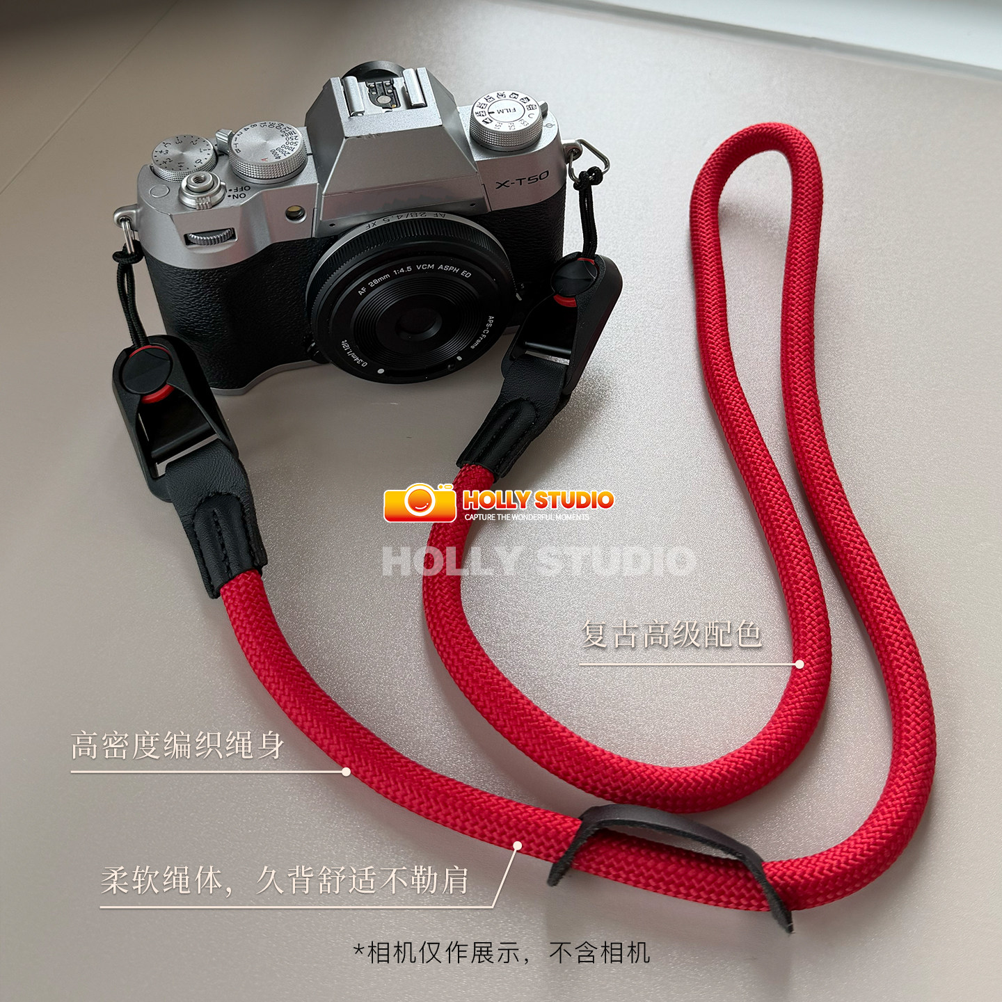 适用富士佳能r50背带xt30挂脖挂绳霍莉相机工作室快拆绳肩带斜挎