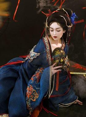 原创汉服女战国袍【彼岸蛇灵】魏晋南北朝中国风仙气交领古装直裾