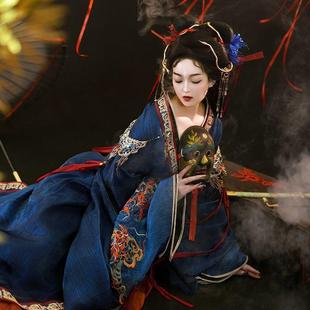 直裾 魏晋南北朝中国风仙气交领古装 原创汉服女战国袍 彼岸蛇灵