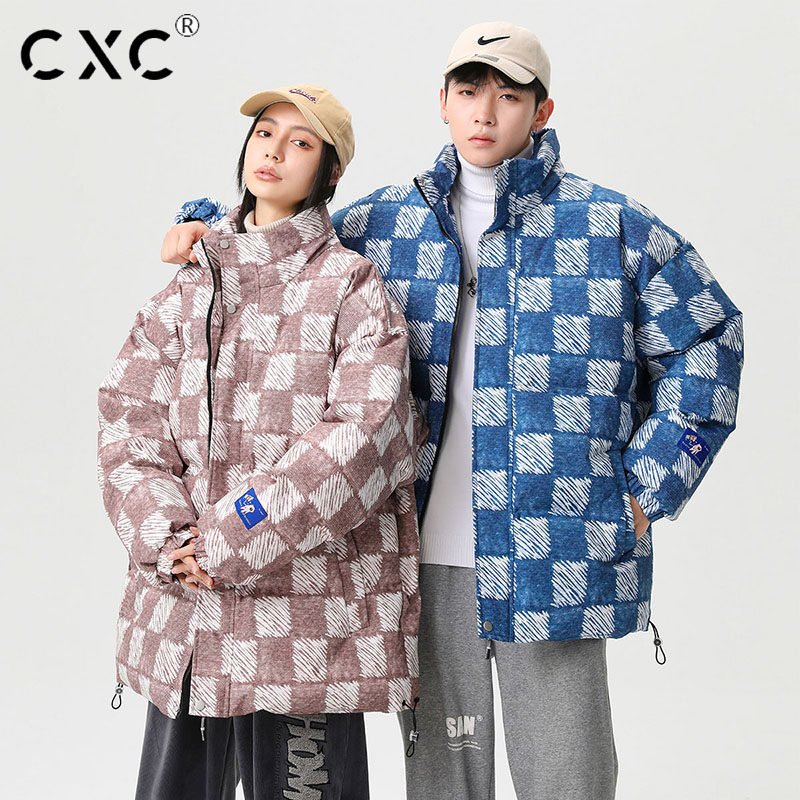 CXCR联名加厚加大棉衣男女款2022新款冬季棉袄外套宽松版棉服玫2