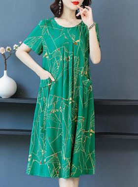 High-end good cotton silk dress plus size womens clothing