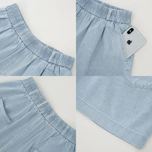 women elastic light shorts for denim colored Thin