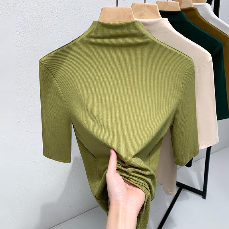 sleeve elegant top bottoming T-shirt shirt five-quarter