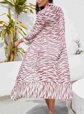 Womens swimsuit sexy navel-baring zebra pattern mesh bikini