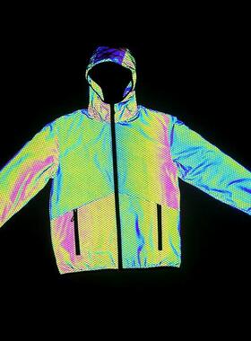 Fashion fish scale reflective jacket mens casual colorful