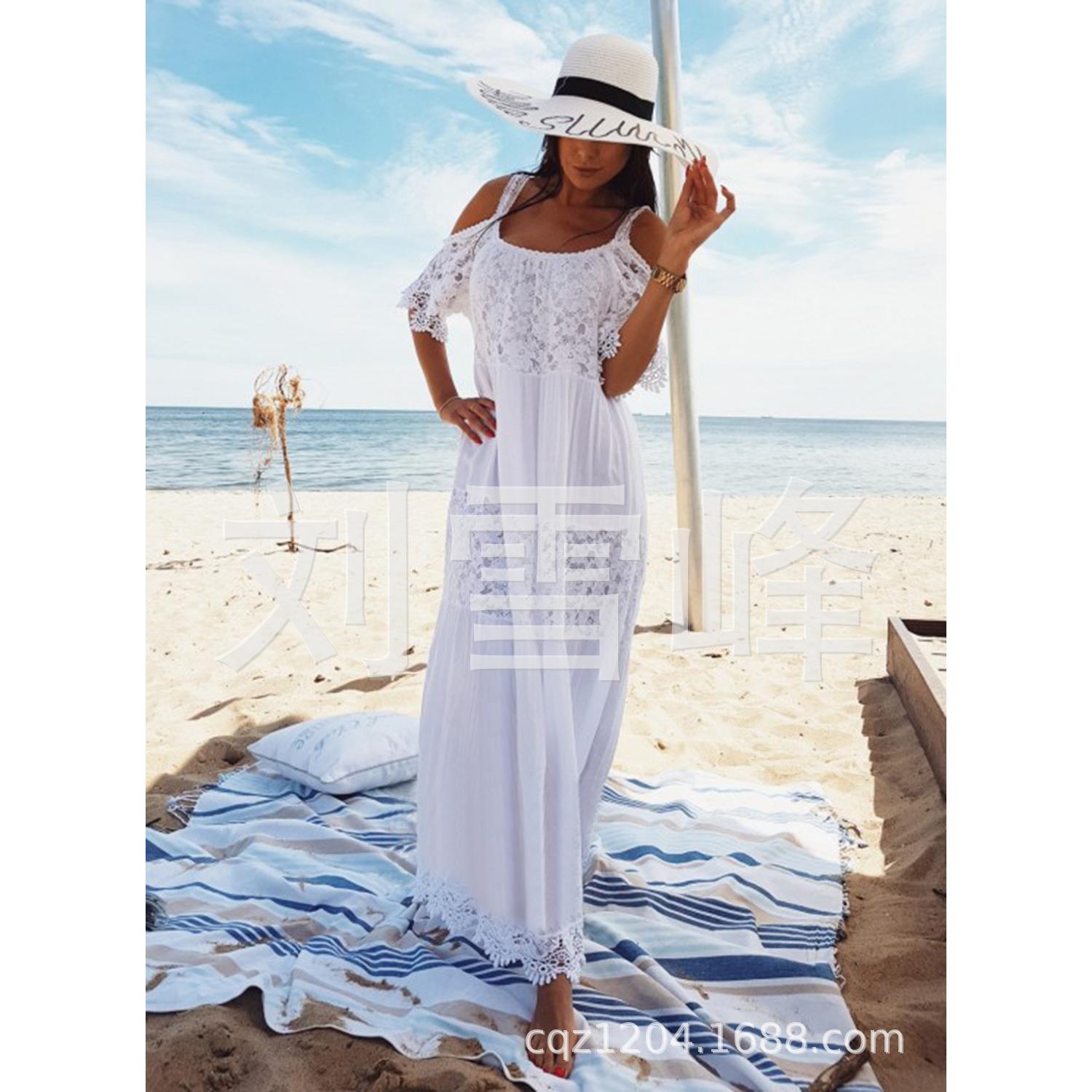 Strapless cotton long and bikini beach holiday dress lace
