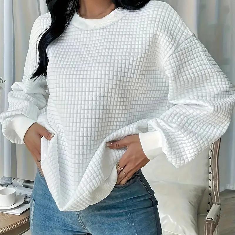 round Womens casual sweatshirt small color solid style tops
