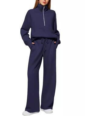 for suits half-zip wide-leg casual oversized Womens