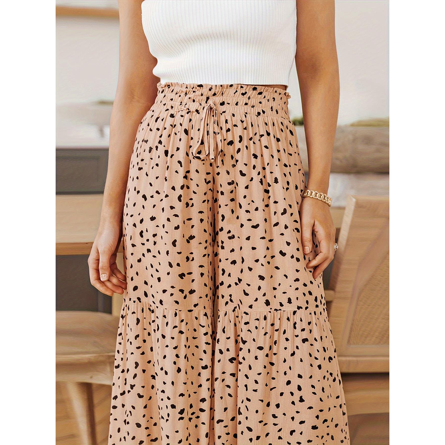 trousers ruffled print leopard personalized pants leg wide