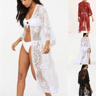 Embroidered Mesh Beach Bikini Loose Cover Sexy
