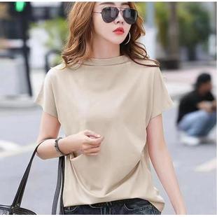 ladies color fashion Womens loose sleeved short solid
