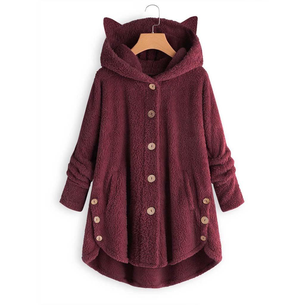top hooded for cat fleece solid coat ear Button irregular