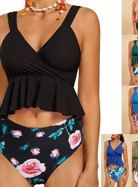 Bikini Womens Two-Piece Digital High-Waist Top Slim