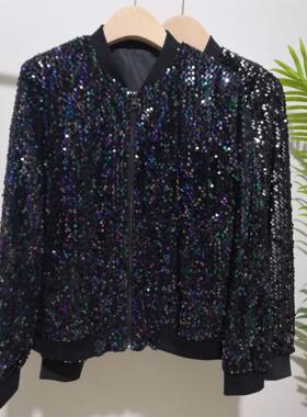 sequin cardigan jacket outerwear women black pocket
