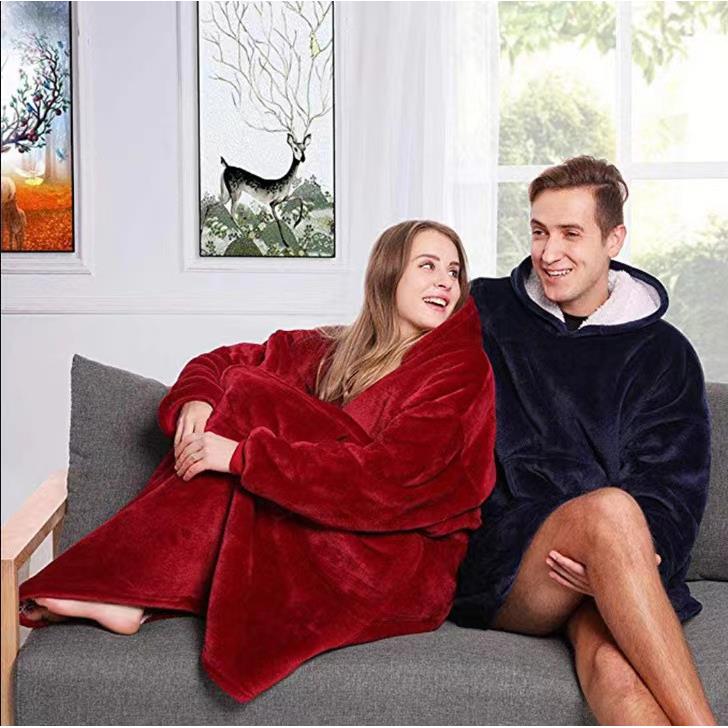 winter hooded sweater blanket women oversized fleece