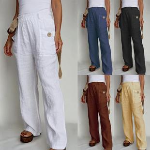 size cotton casual and shorts linen large pocket loose