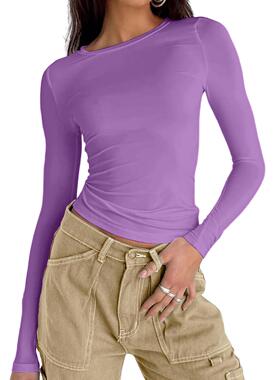 -shirts tight women workout autumn winter shirts ribbed
