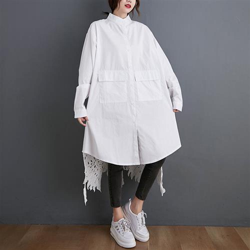 Mid-Length Hollow Plus Fat Shirt Size Hook Shirt Women