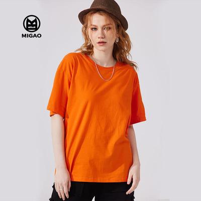 T-shirt pure cotton short sleeve loose white base solid