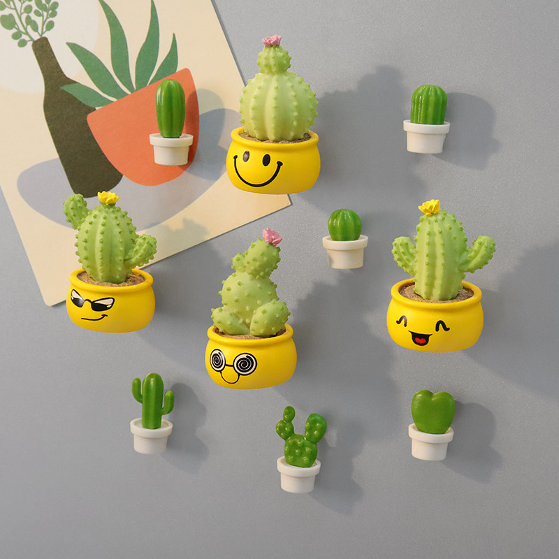 创意搞怪仙人掌盆栽冰箱贴仿真植物立体个性磁吸留言贴可爱磁铁贴