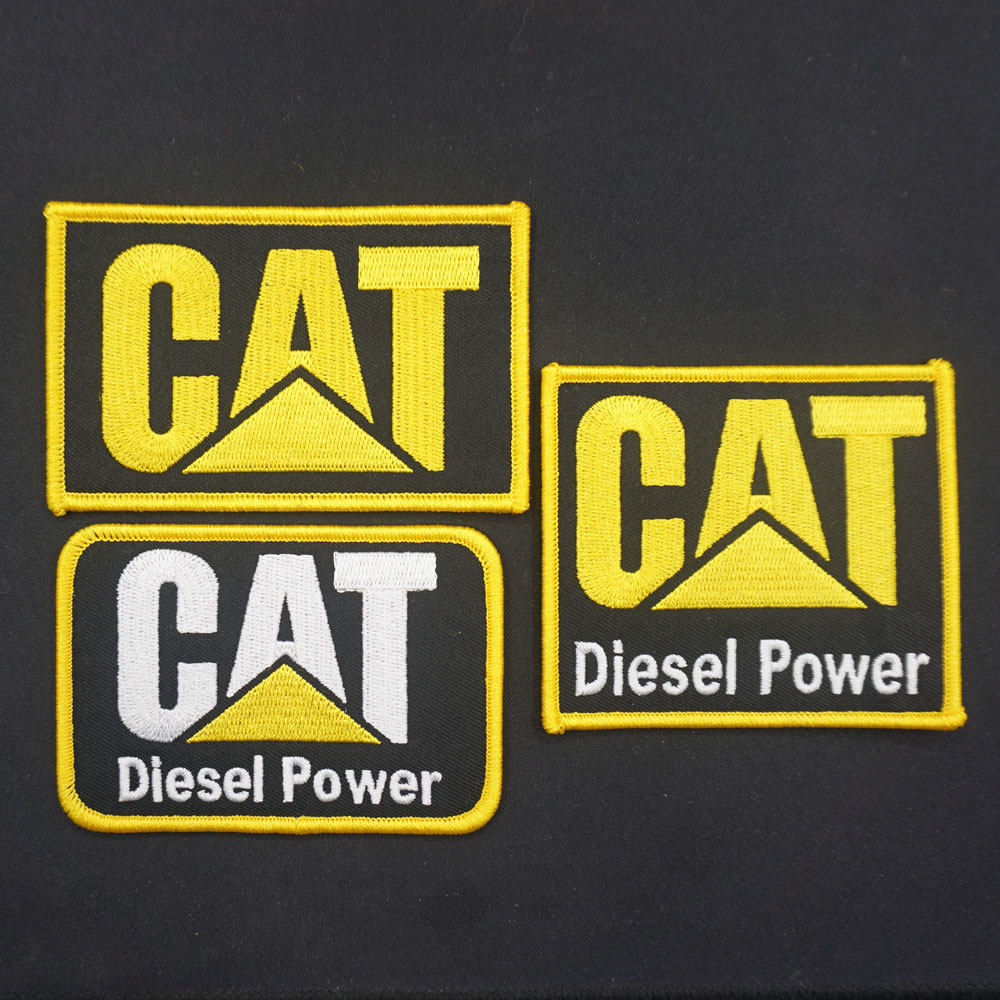 cat挖掘机logo标志刺绣布贴衣服破洞补丁贴手缝魔术贴章