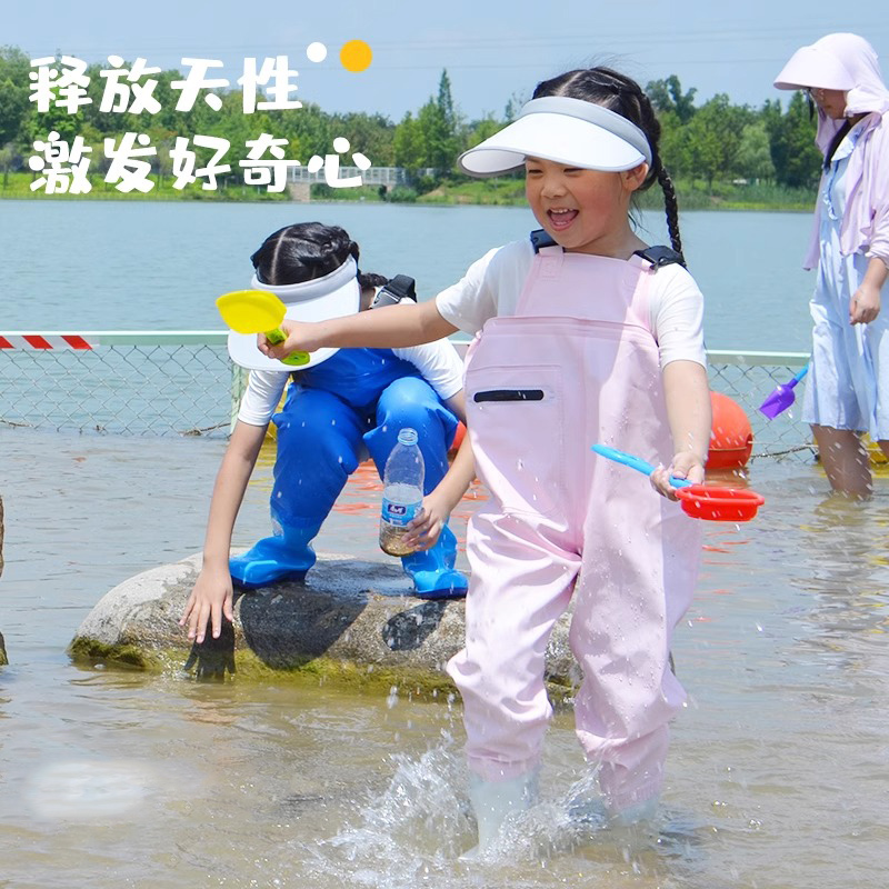 儿童玩水连体下水裤幼儿园防水衣服赶海装备水叉雨裤小孩抓鱼沙滩