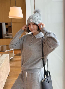 FAFA PRETTY 老钱风RL简约卫衣套装女 秋冬慵懒风拉链上衣套装