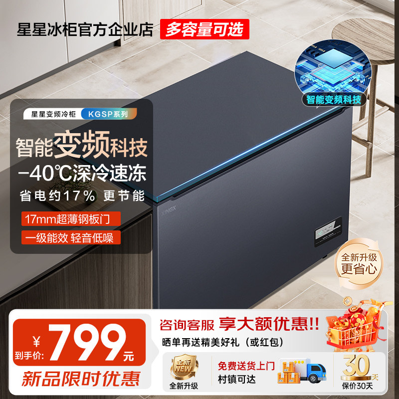 星星冰柜商用超低温200/300升零下40/65度家用减霜冷藏保鲜冷冻柜