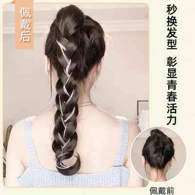 假发女马尾仿真麻花辫自然甜美编发辫子鱼骨泡泡辫抓夹马尾假发女