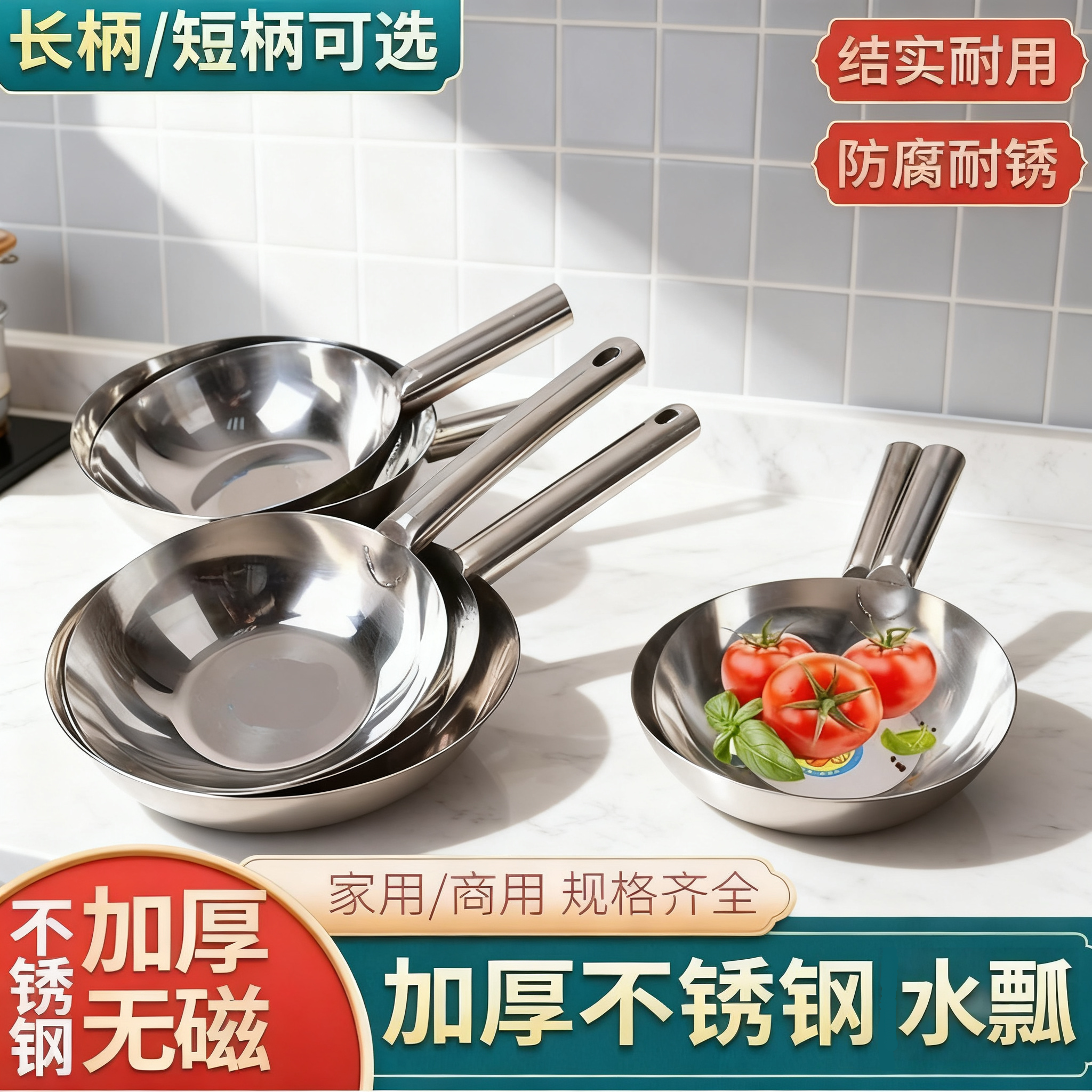 JUMILY不锈钢水瓢摆地摊拌凉面凉皮专用水瓢特厚马勺家用拌凉菜工