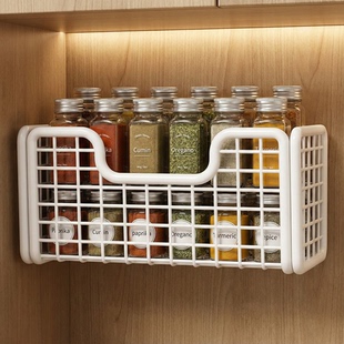 JUMILY置物架厨房柜门内侧收纳门后挂钩保鲜膜袋橱柜门挂篮收纳架