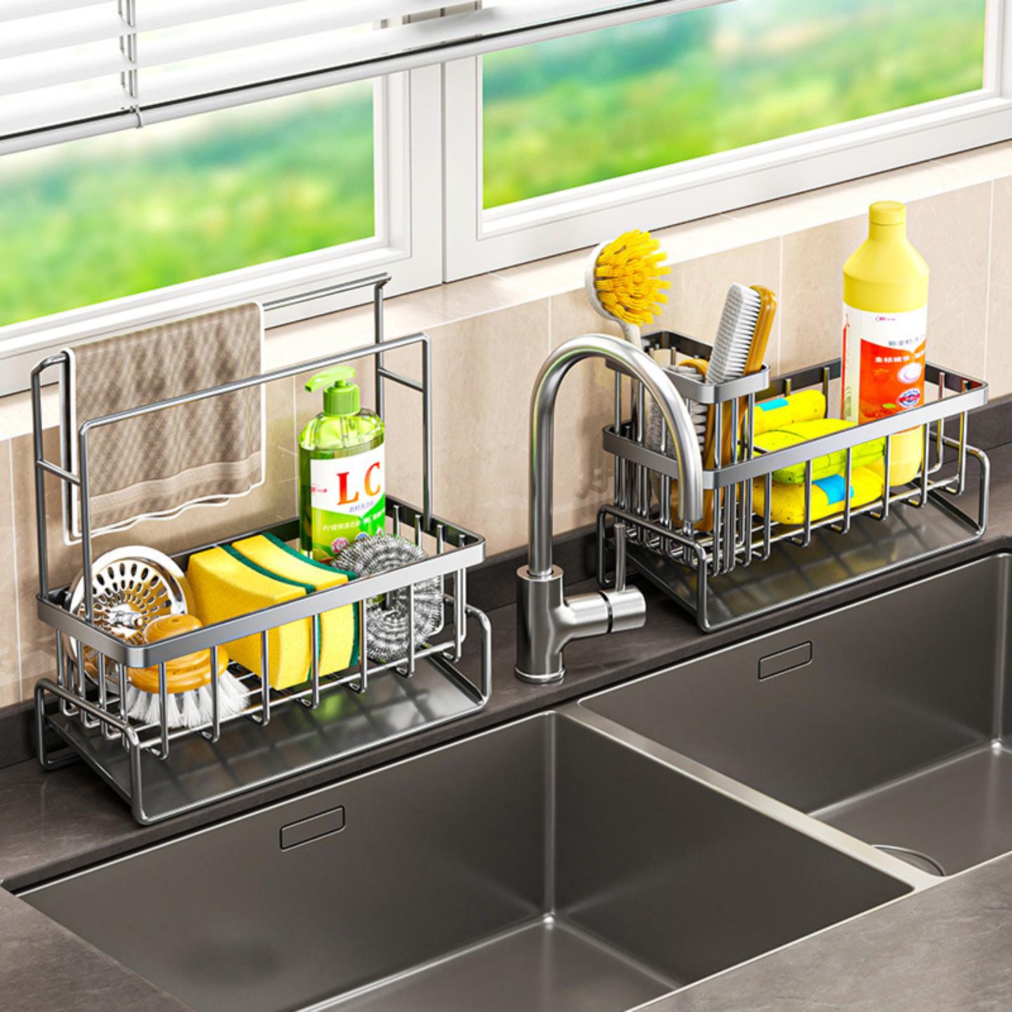 厨房置物架水槽沥水架抹布架