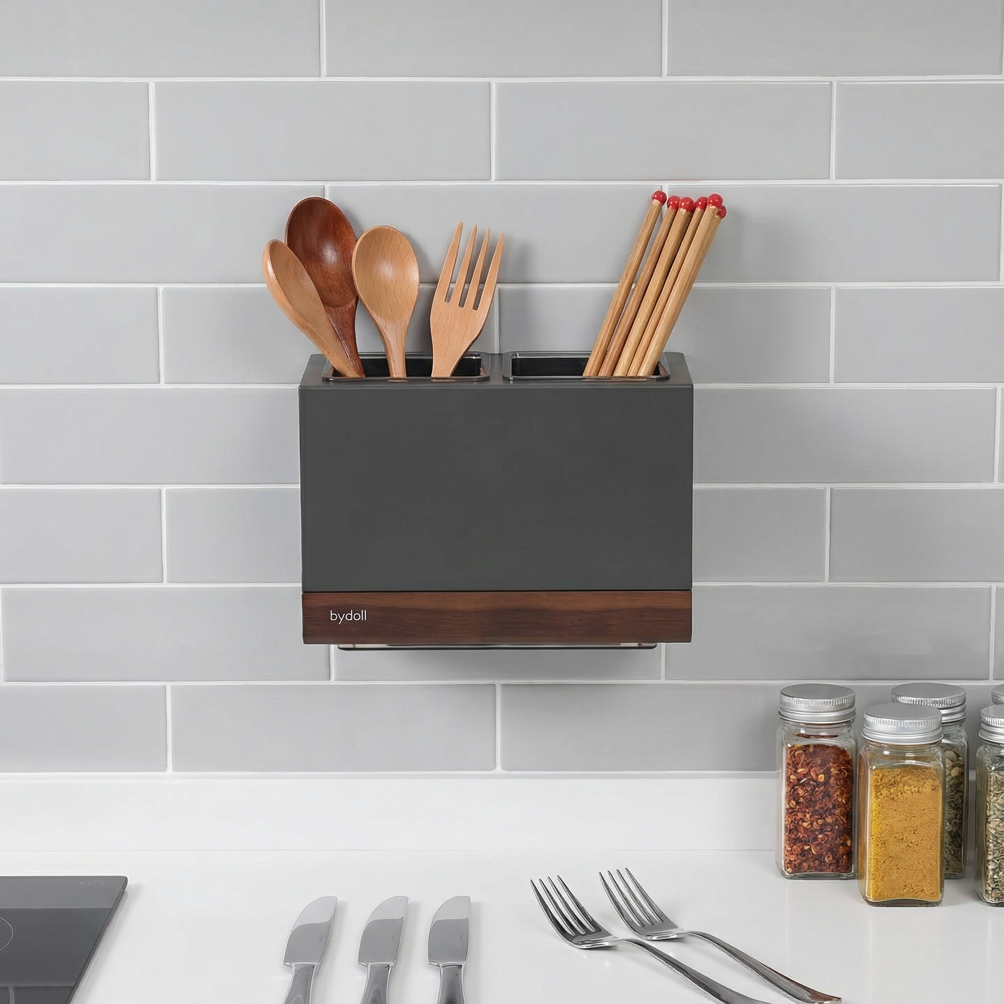 JUMILY【厨房好物】筷子筒壁挂式免打孔沥水防霉筷笼筷架勺子筷子