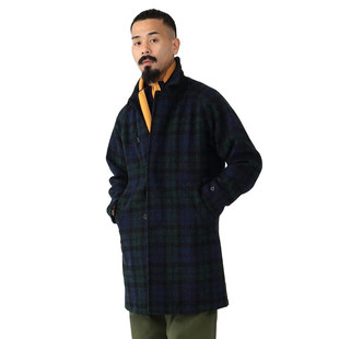 Collar Coat Watch PLUS 深色格子 Black Bal Tweed BEAMS Harris