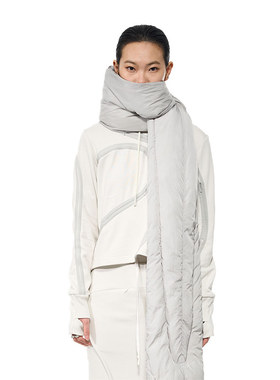 ATTEMPT国潮品牌男女同款超长御寒围巾冬季灰色百搭保暖围脖