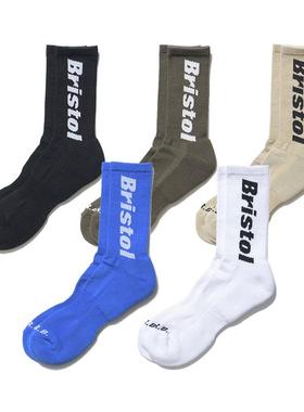 F.C.REAL BRISTOL Logo Regular 纯色字母中帮高帮袜子运动袜子