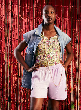 MARTINE ROSE Knitted Half & Half休闲运动徽标透气足球短裤紫色