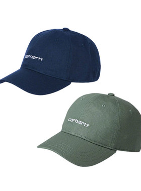 CARHARTT WIP Canvas Script 灰绿色经典帆布棒球帽 遮阳帽鸭舌帽