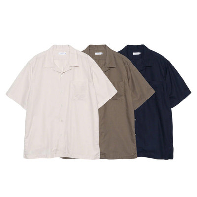 NANAMICA Open Collar Panama纱网透气宽松短袖休闲衬衣自然白