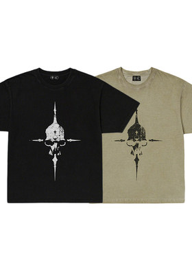 THUG CLUB Peace T-Shirt Desert沙色黑色做旧基础印花短袖T恤