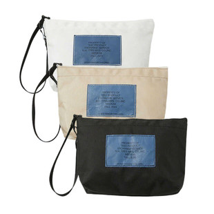 N.HOOLYWOOD Pouch(Midium) Black小号黑色白尼龙手提信封收纳包