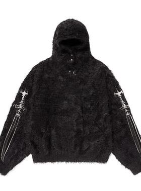 THUG CLUB Pack Fur Sword Hoodie Black  FW24 黑色时尚连帽卫衣